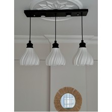 Limon 3D Desing Laura 3 Lü Caka Tepsili Sarkıt Avize Spot Aydınlatmalı (Siyah)