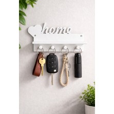 Serüven Home Yazılı Duvar Anahtarlığı – 4 Askılı Dekoratif Anahtar Askısı | Minimal & Modern Tasarım