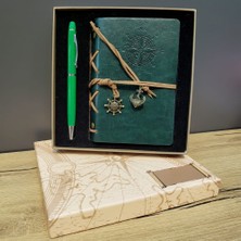 Periboia Hediyelik Defter Kalem Kutulu Set Yeşil