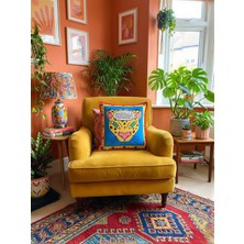 Rahan Design Leopar Desenli Yazılı Çift Taraflı Süet Kırlent Kılıfı - 43X43CM - Çift Taraflı Kırlent Kılıfı