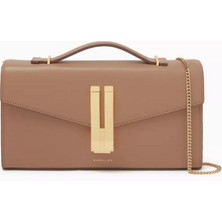 DeMellier Vancouver Clutch Pürüzsüz Dana Derisi, Altın Detaylı, Şık & Zarif