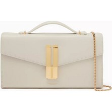 DeMellier Vancouver Clutch Pürüzsüz Dana Derisi, Altın Detaylı, Şık & Zarif