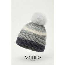 Aghilo Yünlü Ponpon Detaylı Ebruli Desen Bere