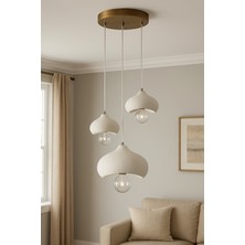 Limon 3D Desing Beton Dokulu 3'lü Sarkıt Organik Form 3’lü Sarkıt Avize – 20-30-40 cm -Ampul Hediyedir-