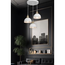 Limon 3D Desing 3lü Beyaz Sarkıt Avize Salon Mutfak Koridor Yatak Odası Lamba