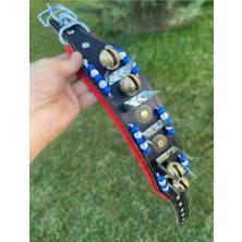 Sürmeli Tasma Yavru Kangal Çoban Köpek Tasması 4 Zilli Hakiki Deri