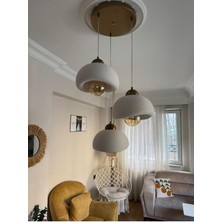 Limon 3D Desing 3 Lü Sarkıt Avize Rustik E27 Modern Avize Bohem Beton Görünüm (3 Renk E27 Ampul Dahil)