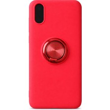 Zuidid Xiaomi Redmi 7A Kılıf Yüzüklü Standlı Silikon Kırmızı