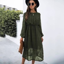 Livizmir Moda Kadın Uzun Kollu Astar Detay Fırsat Ürün Ponpon Şifon Elbise