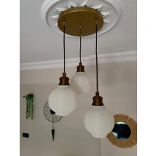 Limon 3D Desing Bohem 3'lü Eskitme Sarkıt Avize - 3 Başlıklı Avize Modern Tasarım Yatak Odası Salon Yemek Odası