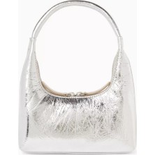 Marge Sherwood Buruşuk Deri Mini Hobo Omuz Çantası, Parlak & Şık Tasarım