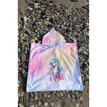 Dotamess Çocuk Panço Plaj Havlusu - Çok Renkli Desenli 65 cm x 65 cm Ekstra Yumuşak ve Su Emici