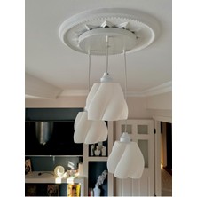 Limon 3D Desing Luminaura 3'lü Beyaz Sarkıt Avize - 3 Başlıklı Avize Modern Bohem E27 Yatak Odası Salon Yemek Odası