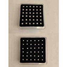 Generic 925 Ayar Gümüş Hızma. Ikili Karışık Lot. 1 Adet Zirkon Taşlı Yıldız Model (4mm) ve 1 Adet Top Model (2mm) Hızma.