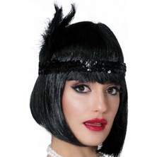 Ayder Timya Siyah Renk Tüylü Çarliston Saç Bandı Kafa Bandı (Timya/Go1395)  204125