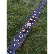 Sürmeli Tasma Kangal Köpek Tasması Hakiki Deri 4 Zilli Aslan Başlı Üç Hilalli