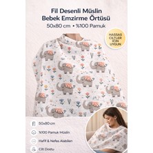 Silk&Blue Sılk&blue Müslin Emzirme Örtüsü %100 Pamuk 50X80 cm – Sevimli Fil Desenli