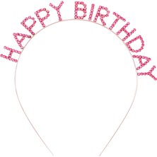 Ayder Timya Pembe Renk Kristal Taşlı Gold Renk Kaplama Happy Birthday Taç 16X17 cm (TIMYA/GO1395)  204367