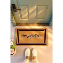 Sepetorium Hoşgeldiniz Yazılı Çift Çerçeveli Coco Kapı Önü Paspası Kaydırmaz Tabanlı