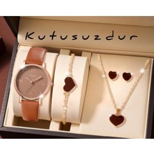 BBS "şık Kadın Saat Takı Seti - Sokı Kol Saati, Kalpli Bileklik, Kolye ve Küpe Kutusuz