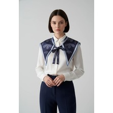 Walkenzo Geometrik El Işi Desenli Zarif ve Modern Stil Kadın Omuz Şalı