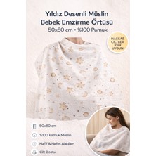 Silk&Blue Sılk&blue Müslin Emzirme Örtüsü %100 Pamuk 50X80 cm – Yıldız Desenli