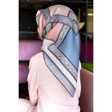 Vissona %100 Twill Ipek Geometrik Desenli Gri - Pudra Renkli 90X90 Eşarp Dikim Şekli : El Dikişi