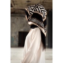 Vissona Twill Ipek Eşarp Siyah, Krem