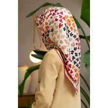 Vissona %100 Twill Ipek Kalpli Leopar Desenli Krem - Bordo Renkli 90X90 Eşarp Dikim Şekli : El Dikişi