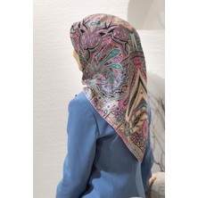 Vissona 100% Twill Ipek Etnik Desenli Pembe Renkli 90X90 Dikim Şekli : El Dikişi Eşarp