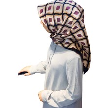 Vissona %100 Twill Ipek Etnik Desenli Gül Kurusu Renkli 90X90 Eşarp Dikim Şekli : El Dikişi