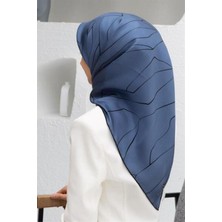 Vissona Tivil Ipek Eşarp 60801 - 22 - 0031 - 0001 Indigo Siyah Çizgi Desen