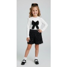İnebolu Kids Kız Çocuk Şortlu Pullu Fiyonk Detaylı 2 Li Elbise Takım