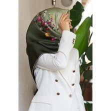 Vissona Tivil Ipek Eşarp 60849 - 10 - 0037 Haki Çiçek Desen