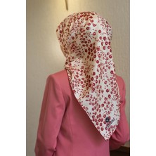 Vissona %100 Twill Ipek Çıtır Çiçek Desenli Krem - Bordo Renkli 90X90 Eşarp Dikim Şekli : El Dikişi