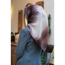 Vissona %100 Twill Ipek Degrade Duman Bakır Renkli 90X90 Eşarp Dikim Şekli : El Dikişi