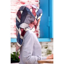 Vissona %100 Twill Ipek Geometrik Mermer Desenli Pudra - Bebe Mavisi Renkli 90X90 Eşarp Dikim Şekli : El Dik