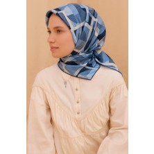 Vissona Tivil Ipek Eşarp 51918 - 0031 - 0033 Mavi Çizgi Desen