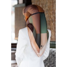 Vissona %100 Twill Ipek Geometrik Desenli Bej - Haki Renkli 90X90 Eşarp Dikim Şekli : El Dikişi