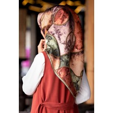 Vissona %100 Twill Ipek Zincirli Mermer Desenli Haki - Bakır Renkli 90X90 Eşarp Dikim Şekli : El Dikişi