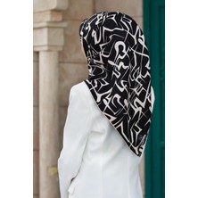 Vissona %100 Twill Ipek Soyut Geometrik Desenli Siyah - Krem Renkli 90X90 Eşarp Dikim Şekli : El Dikişi