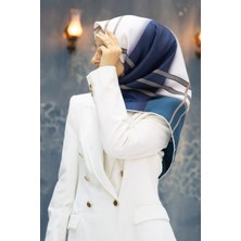 Vissona %100 Twill Ipek Geometrik Desenli Petrol Yeşili - Indigo Renkli Renkli 90X90 Eşarp Dikim Şekli : El