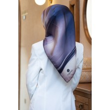 Vissona %100 Twill Ipek Degrade Duman Lacivert Renkli 90X90 Eşarp Dikim Şekli : El Dikişi