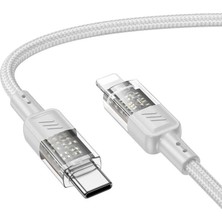 Hoco U129 Transparan Type-C To Lightning Data ve Şarj Kablosu 1M-(5775)