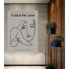Teona Ahşap Pablo Picasso Yüz ve Güvercin Soyut Sanat Ahşap Dekoratif Ev,antre,salon,ofis,mutfak Tablo