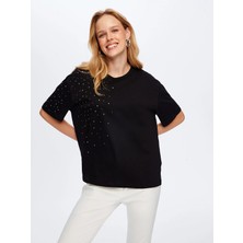 Centilmen Faik Sönmez Taş Detaylı Yuvarlak Yaka Pamuklu T-Shirt TSH051