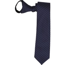 Prokravat Lacivert Beyaz Minipuanlı Fermuarlı Kravat