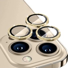 Ally Iphone 14 Pro-14 Diamond Taş Işlemeli Alüminyum Alaşımlı Kamera Lens KORUYUCU-(5775)