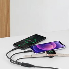 Eldenör Ally 2x Type-C 100W-27W + Apple Watch Için Type-C Şarj KABLOSU-(5775)