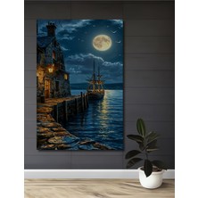 Teona Ahşap Gece Ay Işığı Yelkenli Ahşap Dekoratif Ev,antre,salon,ofis,mutfak,yatak Odası Tablo